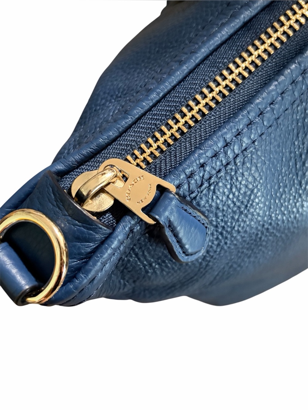 Coach Blue Central Studded Pebble Leather Satchel - Picture 7 of 11
